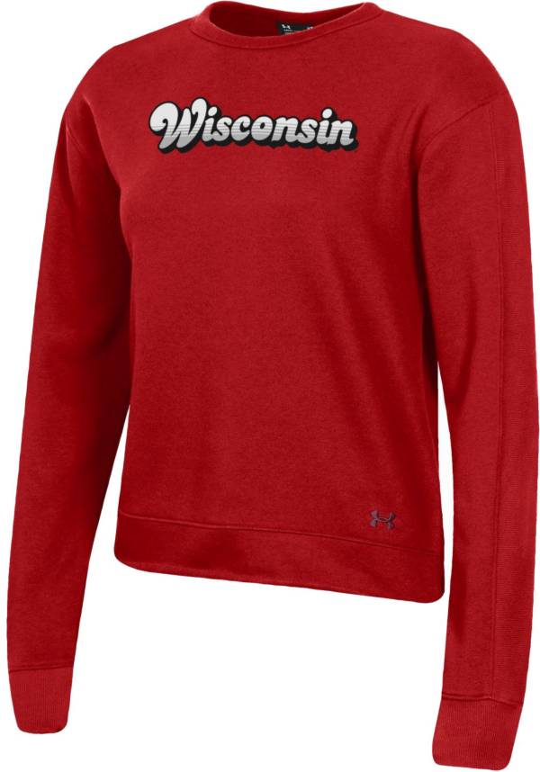 Under Armour Women's Wisconsin Badgers Red All Day Fleece Crew-Neck Sweatshirt