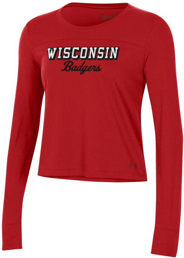 Under Armour Women's Wisconsin Badgers Red Performance Cotton Long Sleeve T-Shirt