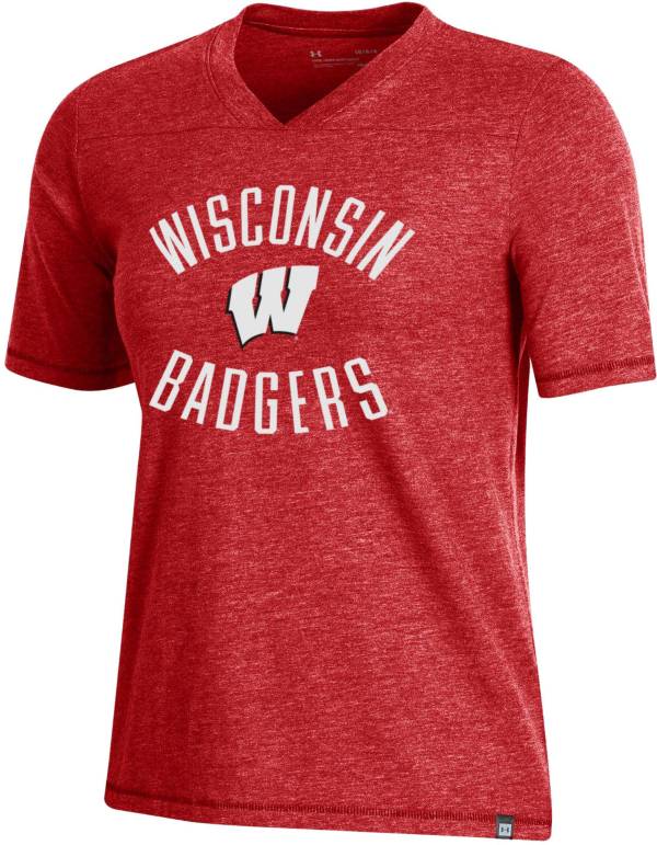 Under Armour Women's Wisconsin Badgers Red V-Neck T-Shirt