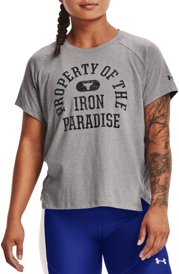 Under Armour Women's Project Rock Property Of Iron Paradise Short Sleeve T-Shirt