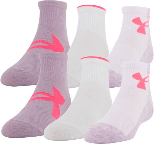 UA Girl's Essential 2.0 6-Pack Quarter Socks