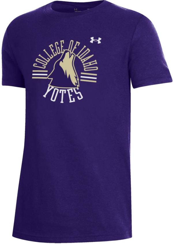 Under Armour Youth College of Idaho Yotes Purple Performance Cotton T-Shirt