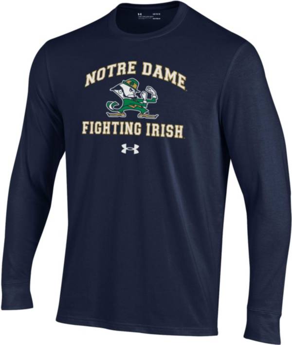 Under Armour Youth Notre Dame Fighting Irish Navy Charged Cotton Long Sleeve T-Shirt