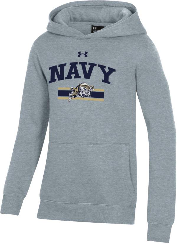 Under Armour Youth Navy Midshipmen Grey All Day Pullover Hoodie