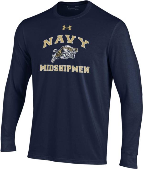 Under Armour Youth Navy Midshipmen Navy Charged Cotton Long Sleeve T-Shirt