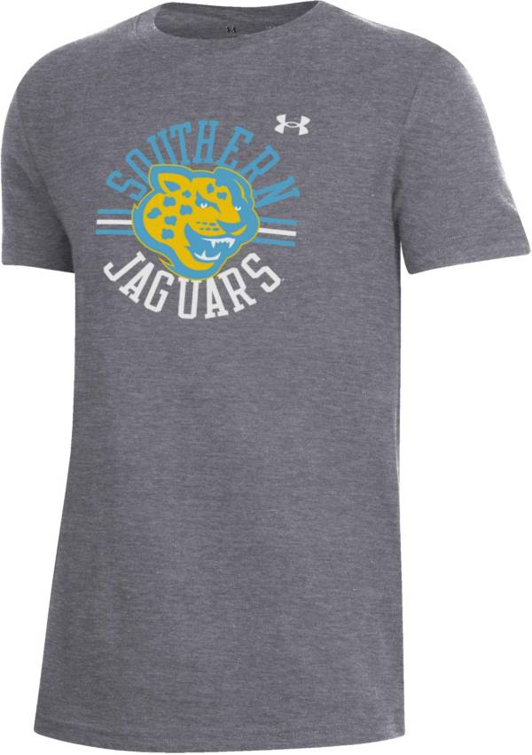 Under Armour Youth Southern University Jaguars Grey Performance Cotton T-Shirt