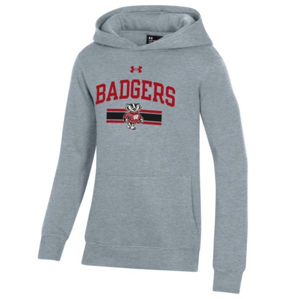 Under Armour Youth Wisconsin Badgers Grey All Day Pullover Hoodie