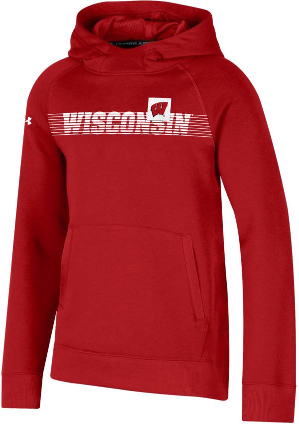 Under Armour Youth Wisconsin Badgers Red Fleece Pullover Hoodie