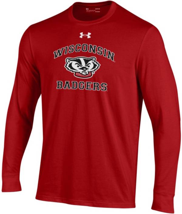 Under Armour Youth Wisconsin Badgers White Charged Cotton Long Sleeve T-Shirt