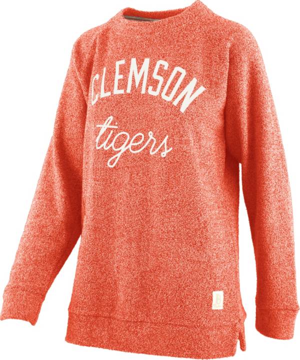 Pressbox Women's Clemson Tigers Orange Daniela Terrycloth Crew Pullover Sweatshirt product image