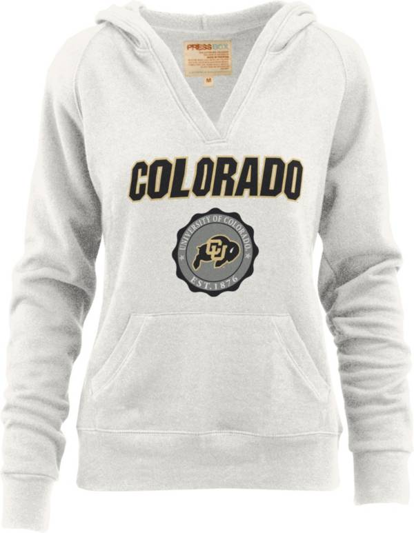 Pressbox Women's Colorado Buffaloes White Marilyn V-Neck Pullover Hoodie