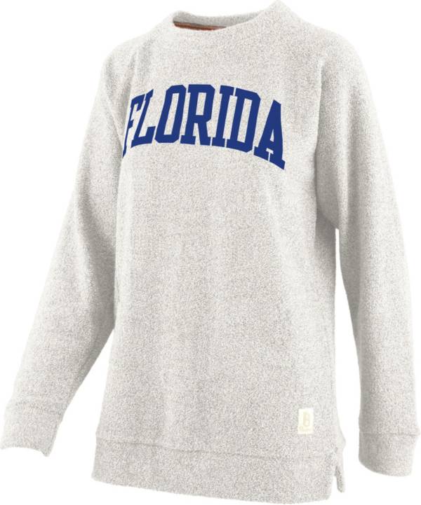 Pressbox Women's Florida Gators White Daniela Terrycloth Crew Pullover Sweatshirt