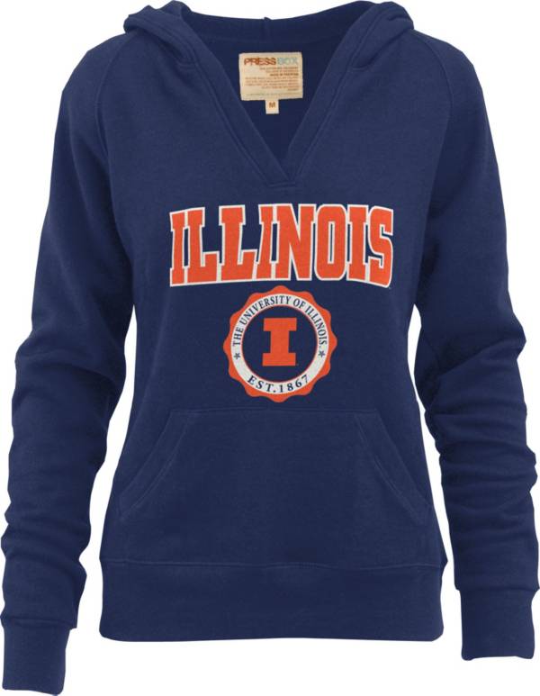 Pressbox Women's Illinois Fighting Illini Blue Marilyn V-Neck Pullover Hoodie