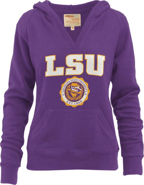 Pressbox Women's LSU Tigers Purple Marilyn V-Neck Pullover Hoodie