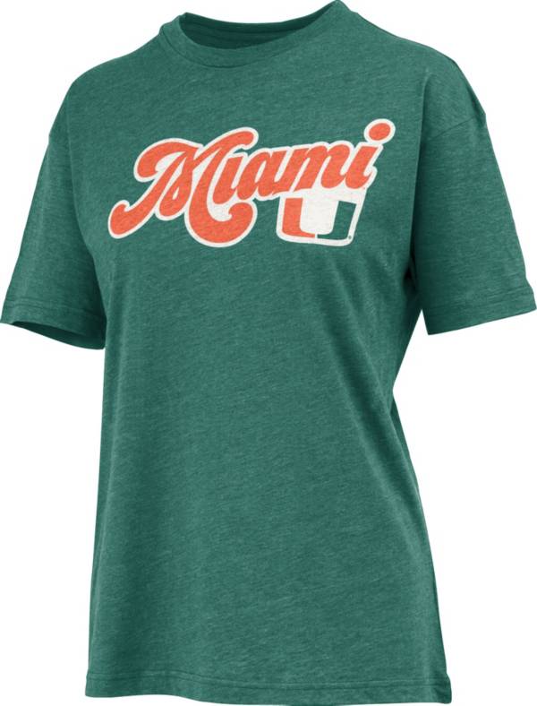 Pressbox Women's Miami Hurricanes Green Melange T-Shirt