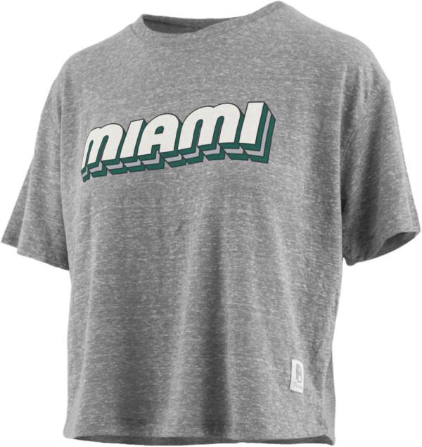 Pressbox Women's Miami Hurricanes Grey Knobi Cropped T-Shirt