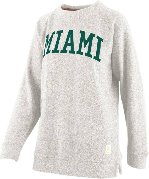 Pressbox Women's Miami Hurricanes Oatmeal Terrycloth Crew Pullover Sweatshirt product image