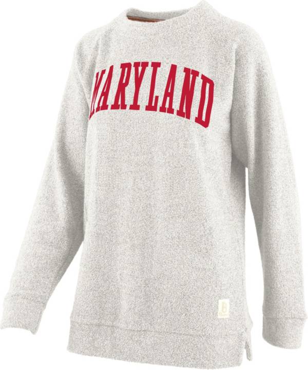 Pressbox Women's Maryland Terrapins Oatmeal Terrycloth Crew Pullover Sweatshirt