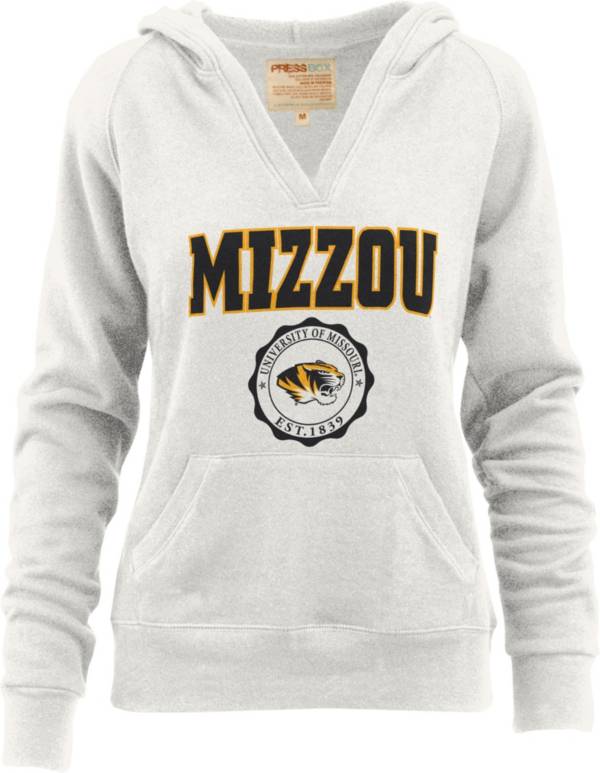 Pressbox Women's Missouri Tigers White Marilyn V-Neck Pullover Hoodie