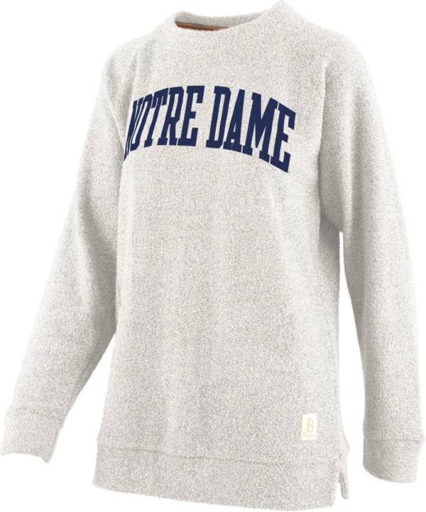 Pressbox Women's Notre Dame Fighting Irish Oatmeal Terrycloth Crew Pullover Sweatshirt