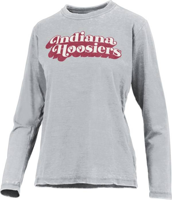 Pressbox Women's Indiana Hoosiers Grey Vintage Long Sleeve T-Shirt