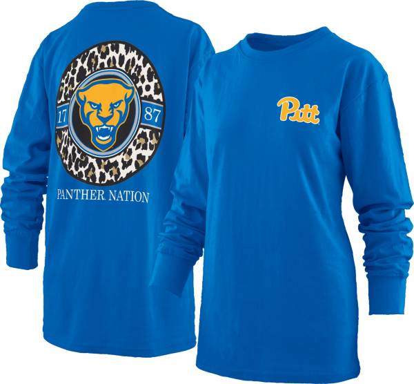 Pressbox Women's Pitt Panthers Blue Leopard Long Sleeve T-Shirt