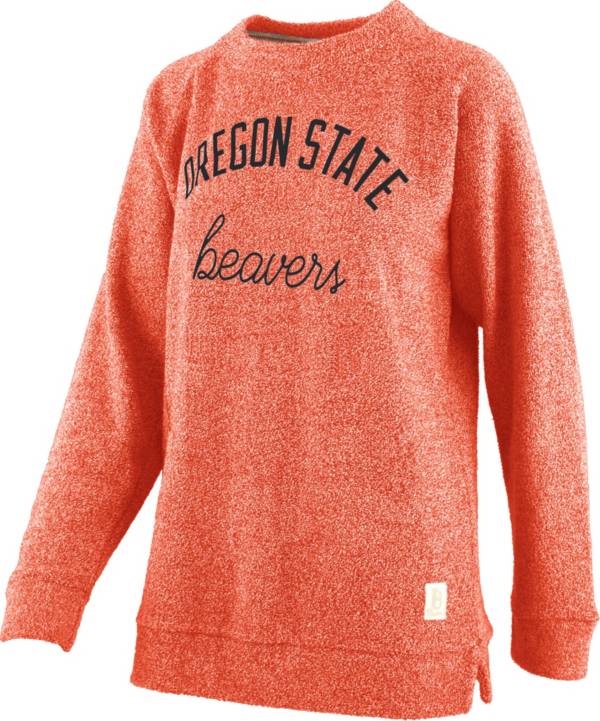 Pressbox Women's Oregon State Beavers Orange Daniela Terrycloth Crew Pullover Sweatshirt