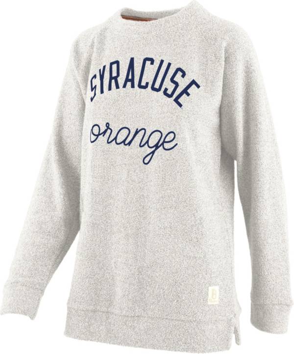 Pressbox Women's Syracuse Orange White Daniela Terrycloth Crew Pullover Sweatshirt