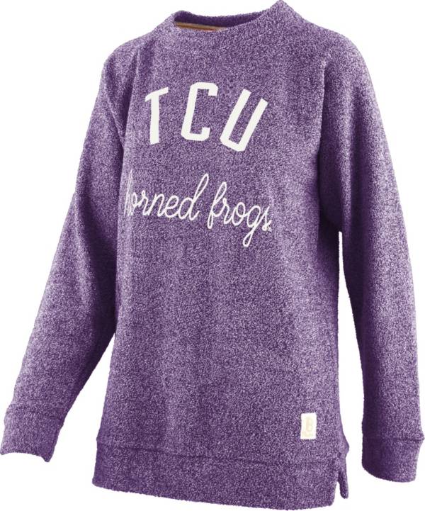 Pressbox Women's TCU Horned Frogs Purple Daniela Terrycloth Crew Pullover Sweatshirt product image