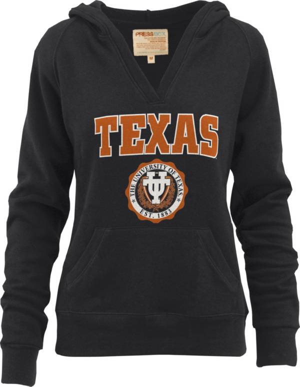 Pressbox Women's Texas Longhorns Black Marilyn V-Neck Pullover Hoodie