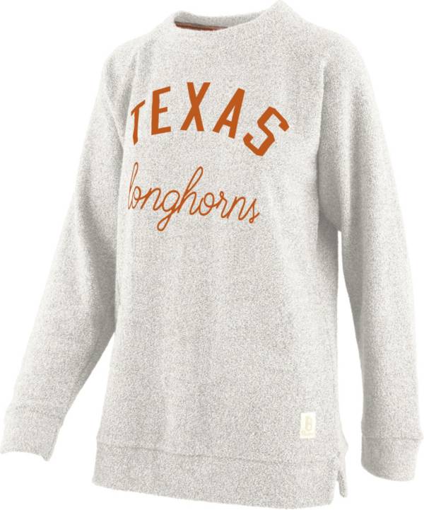 Pressbox Women's Texas Longhorns White Daniela Terrycloth Crew Pullover Sweatshirt