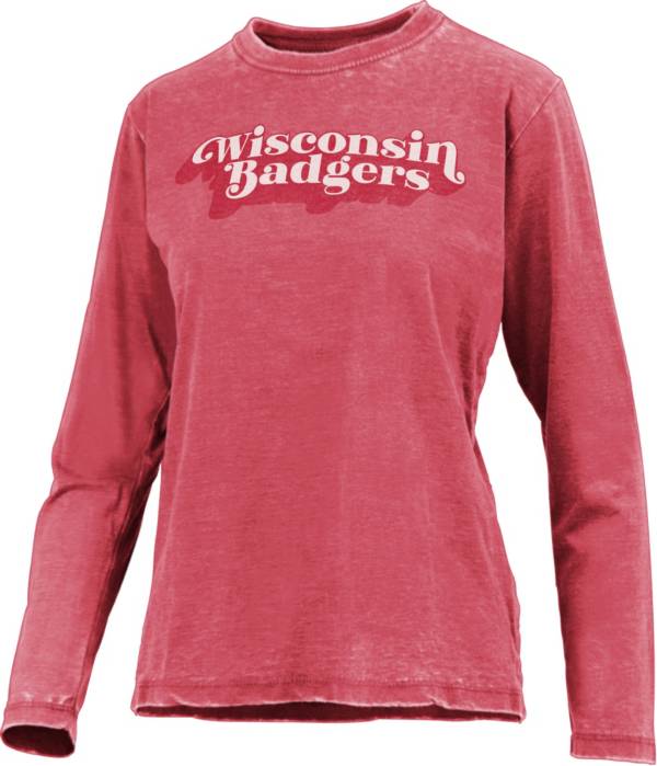 Pressbox Women's Wisconsin Badgers Red Vintage Long Sleeve T-Shirt