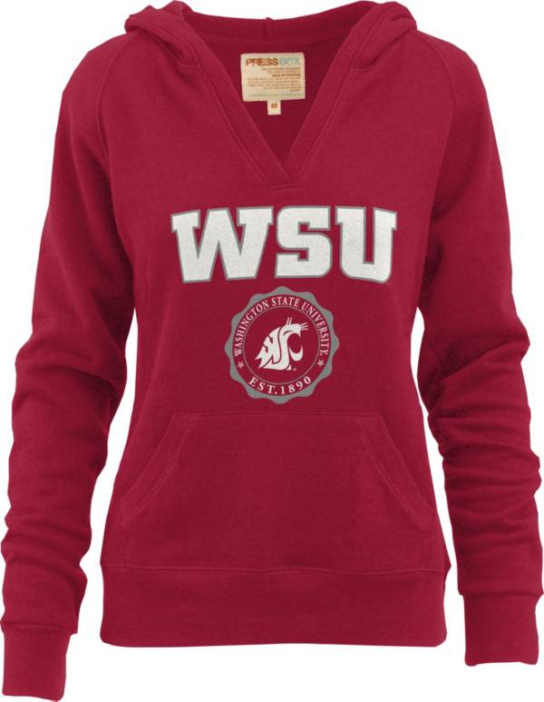 Pressbox Women's Washington State Cougars Crimson Marilyn V-Neck Pullover Hoodie