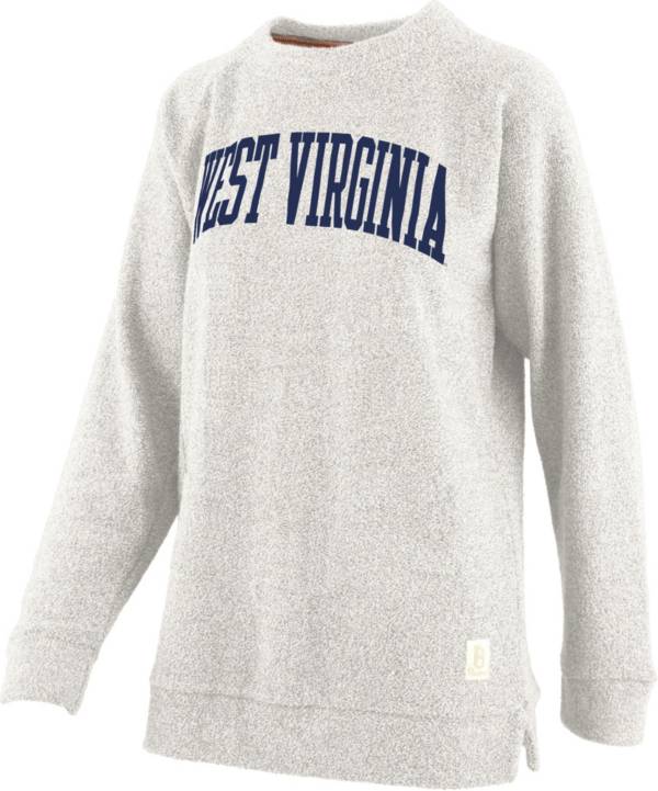 Pressbox Women's West Virginia Mountaineers Oatmeal Terrycloth Crew Pullover Sweatshirt