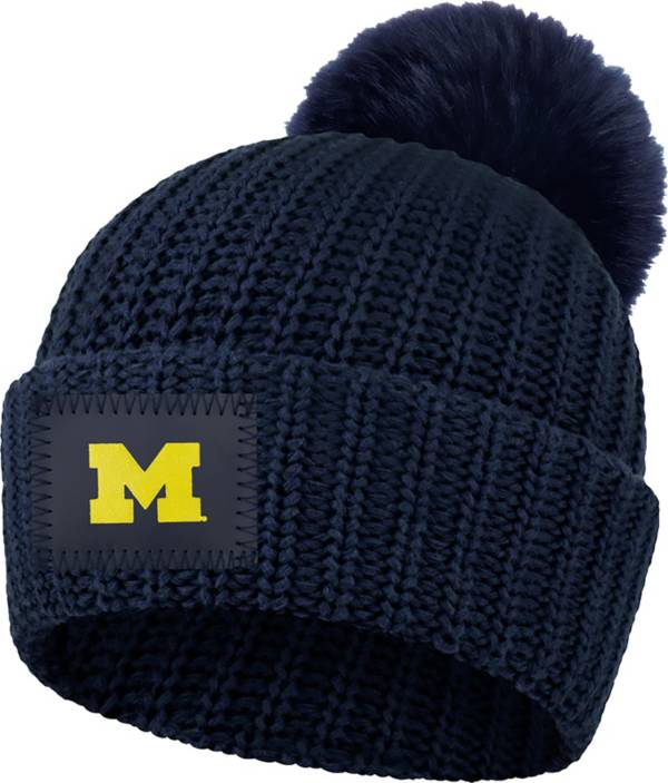 Love Your Melon Michigan Wolverines Blue Pom Knit Beanie