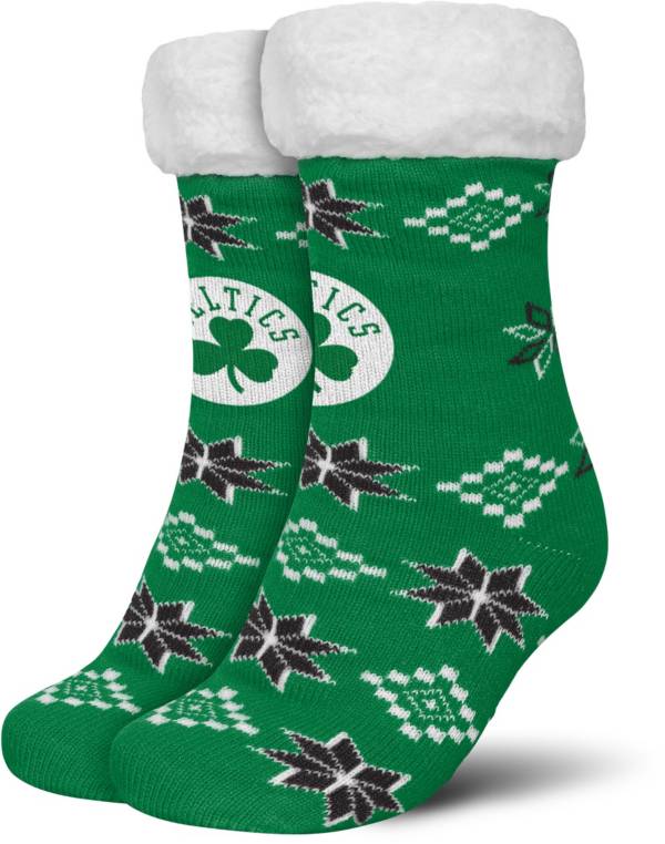 FOCO Boston Celtics Cozy Footy Slippers