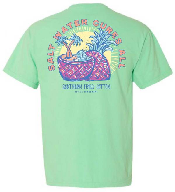 Southern Fried Cotton Women's Pineapple Surf Short Sleeve Graphic T-Shirt