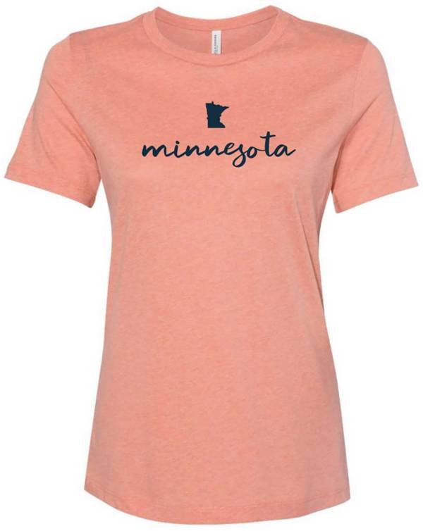 Up North Trading Company Women's Orange MN Slip Script Tee