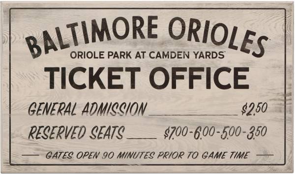 Open Road Baltimore Orioles Ticket Office Sign