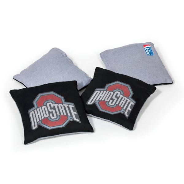 ,16 oz 4 Pack Wild Sports unisex NCAA College Ohio State Buckeyes Gray Authentic Cornhole Bean Bag Set 