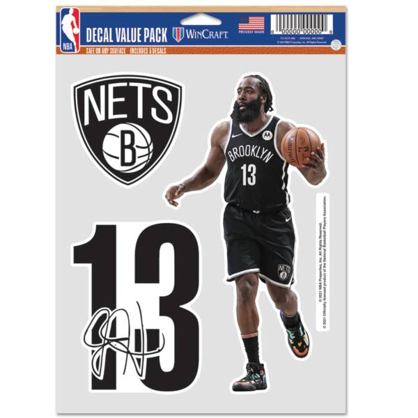 WinCraft Brooklyn Nets James Harden 3 pk. Decal