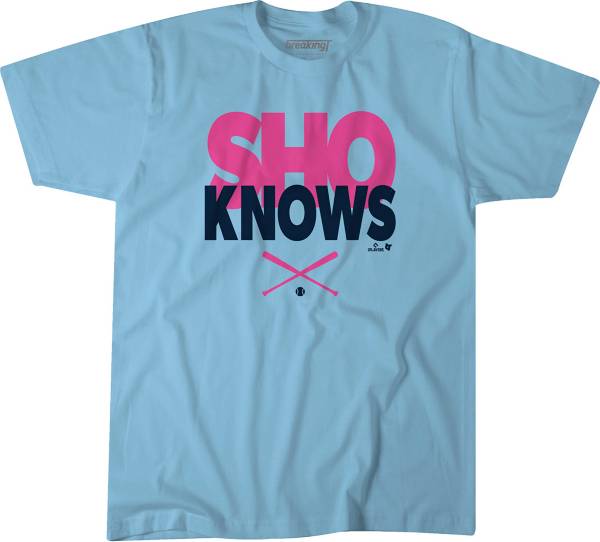 BreakingT Men's Blue "Sho Knows" Graphic T-Shirt