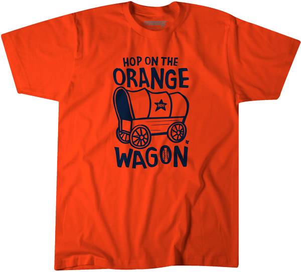 BreakingT Men's "Hop On The Wagon" Orange Graphic T-Shirt product image