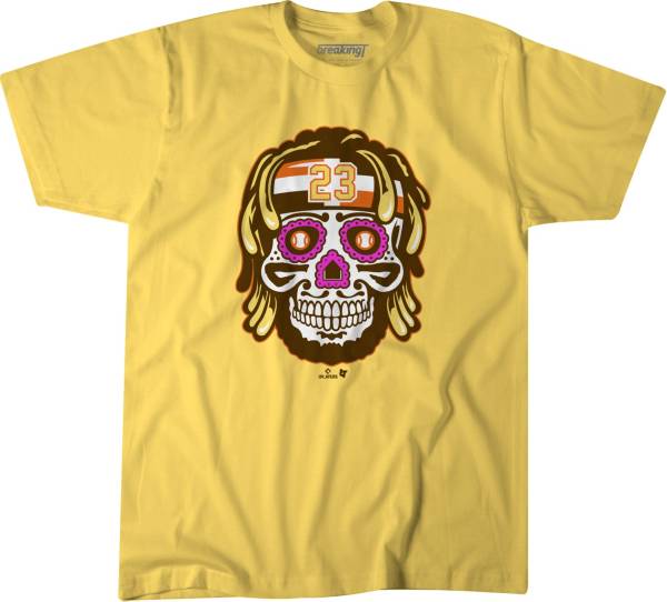 BreakingT Men's Yellow Tatis Sugar Skull Graphic T-Shirt