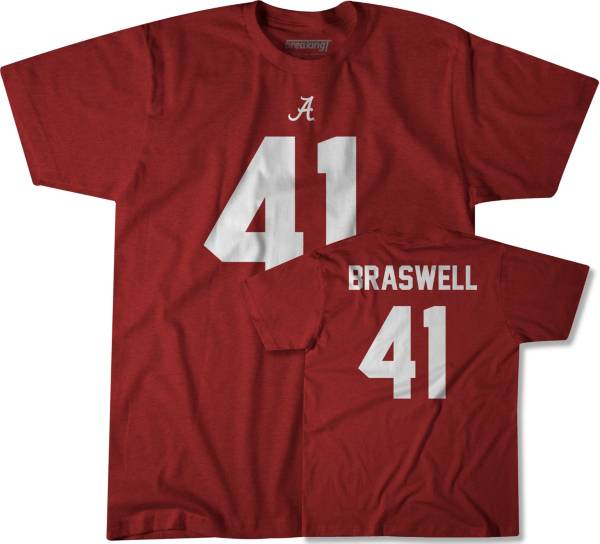 BreakingT Alabama Crimson Tide Chris Braswell #41 Crimson T-Shirt