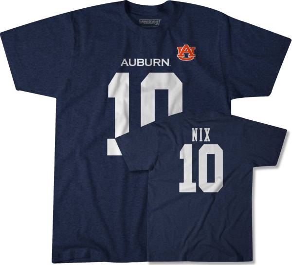 BreakingT Auburn Tigers Bo Nix #10 Blue T-Shirt