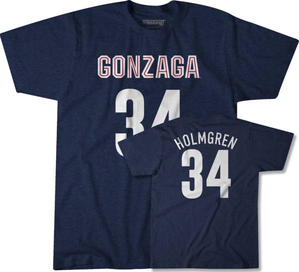 BreakingT Gonzaga Bulldogs Basketball Chet Holmgren #34 Blue T-Shirt