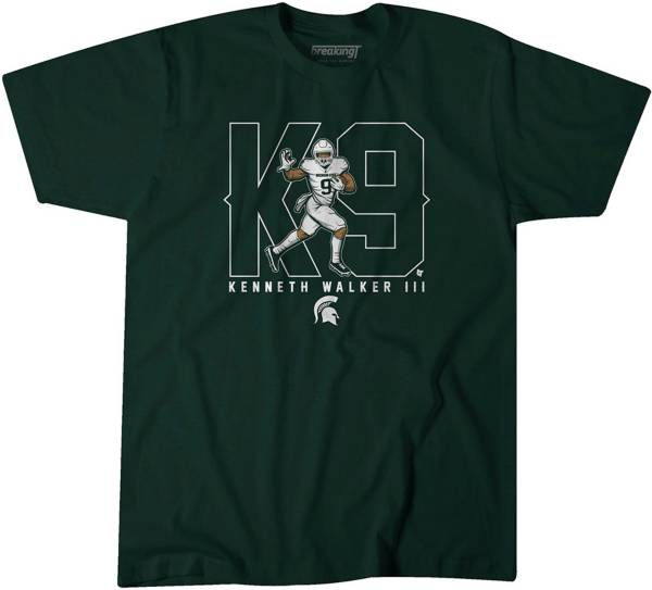 BreakingT Michigan State Spartans Green Kenneth Walker III K9 T-Shirt