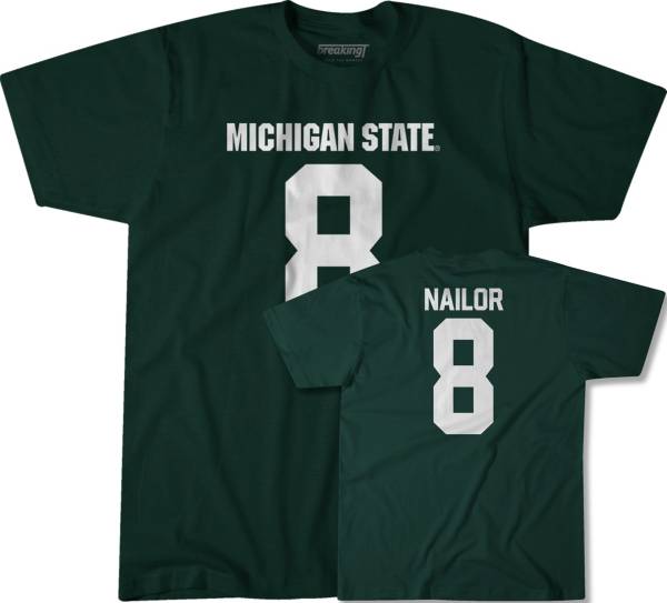 BreakingT Michigan State Spartans Green Jalen Nailor #8 T-Shirt