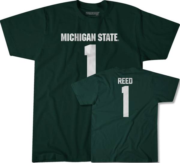 BreakingT Michigan State Spartans Green Jayden Reed #1 T-Shirt